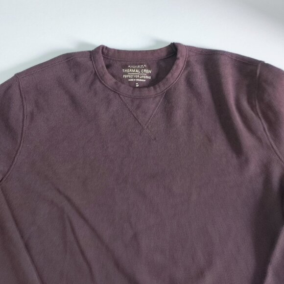 Sonoma Thermal Crew knit pullover men's size L brown crew neck cotton - Picture 2 of 9